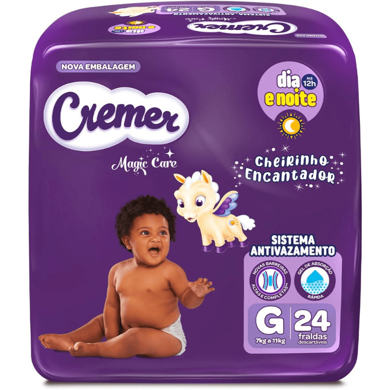 Fralda Cremer Magic Care Jumbo G com 24 unidades