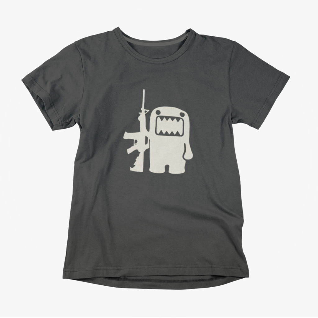 Domo Kun Retro Vintage Padrão Moda Camiseta Algodão Casual Mangas Curtas