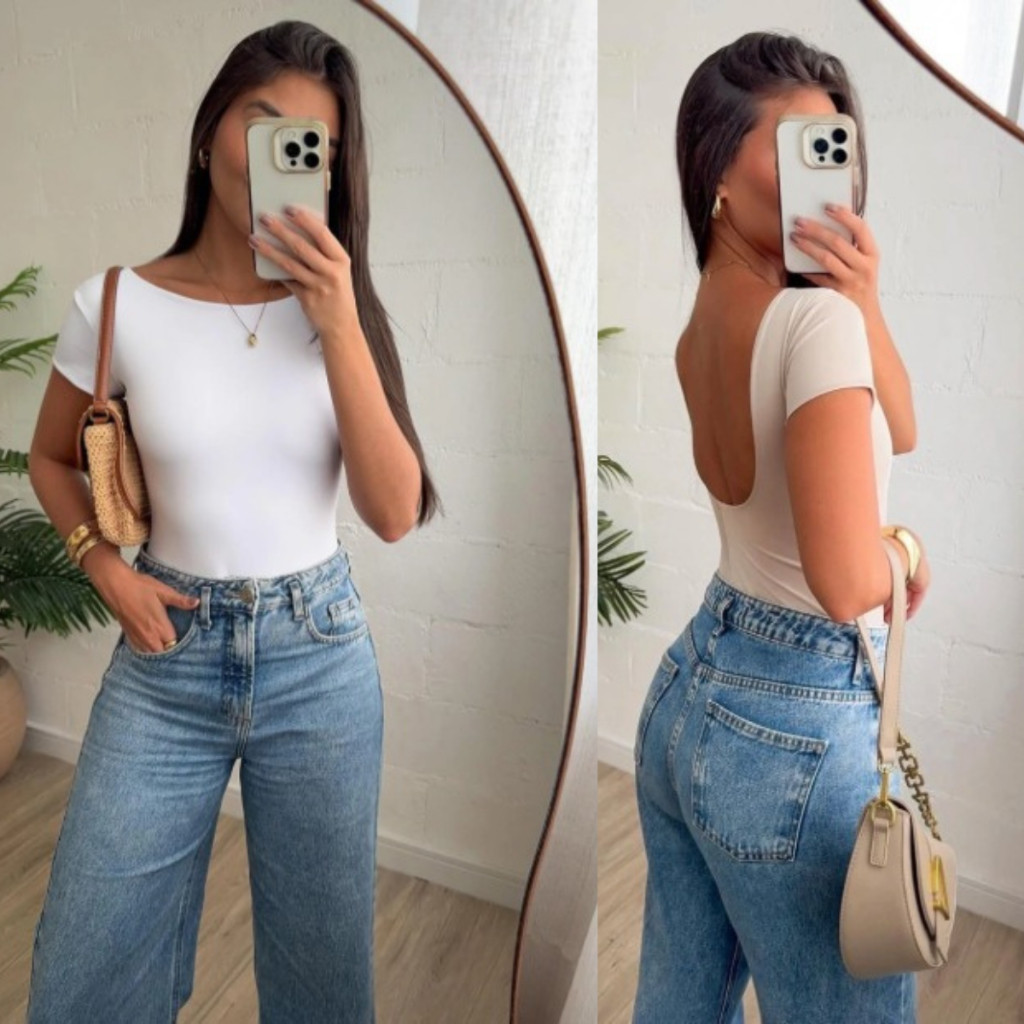 Body Feminino Bailarina Decote Costas Nuas Forro Duplo Frente Aberto Costas P ao Plus Size