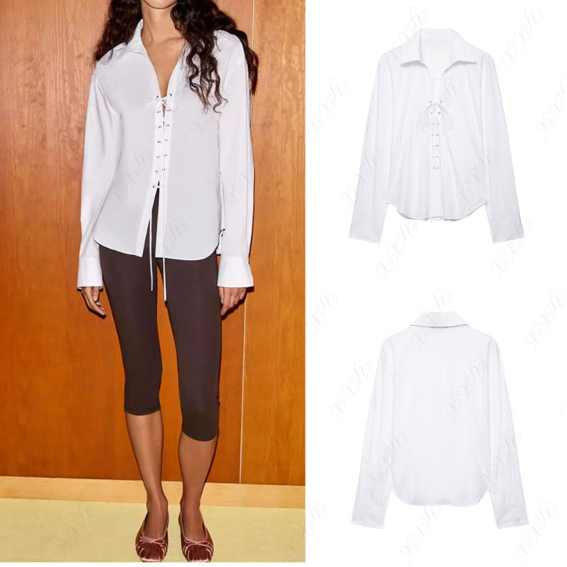 2026 Primavera Novo Produto Feminino Cor Sólida Simples Manga Comprida Lapela Slim-Fit Camisa de Seda Governo 2303200 25