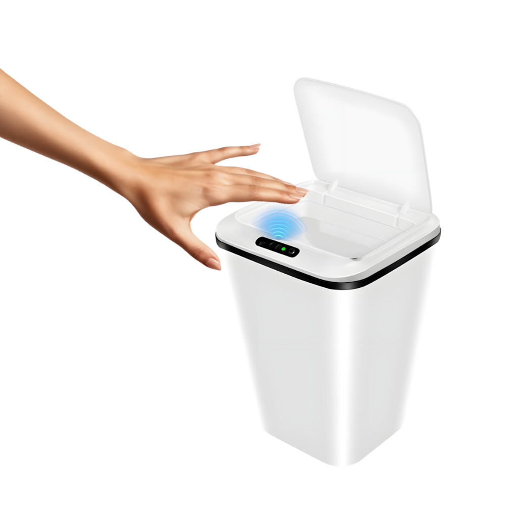 Lixeira com Sensor Automático Inteligente Abre Fácil em Toque Cesto Lixo Casa 16 Litros-