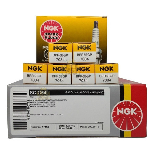 Kit Cabo E Velas Ignição Platinum Ngk Opala 6cc Alcool Scg64 peças