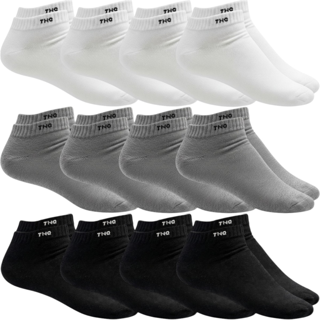 Kit 12 Pares de Meia Algodão Lisa Cano Curto Casual Unissex TNO 39-43