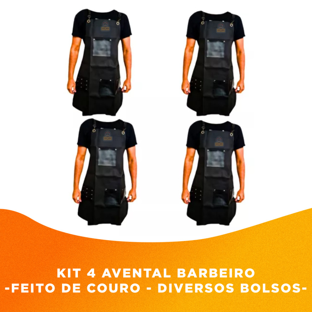 Kit 4 Avental Barbeiro Cabelereiro Profissional Couro