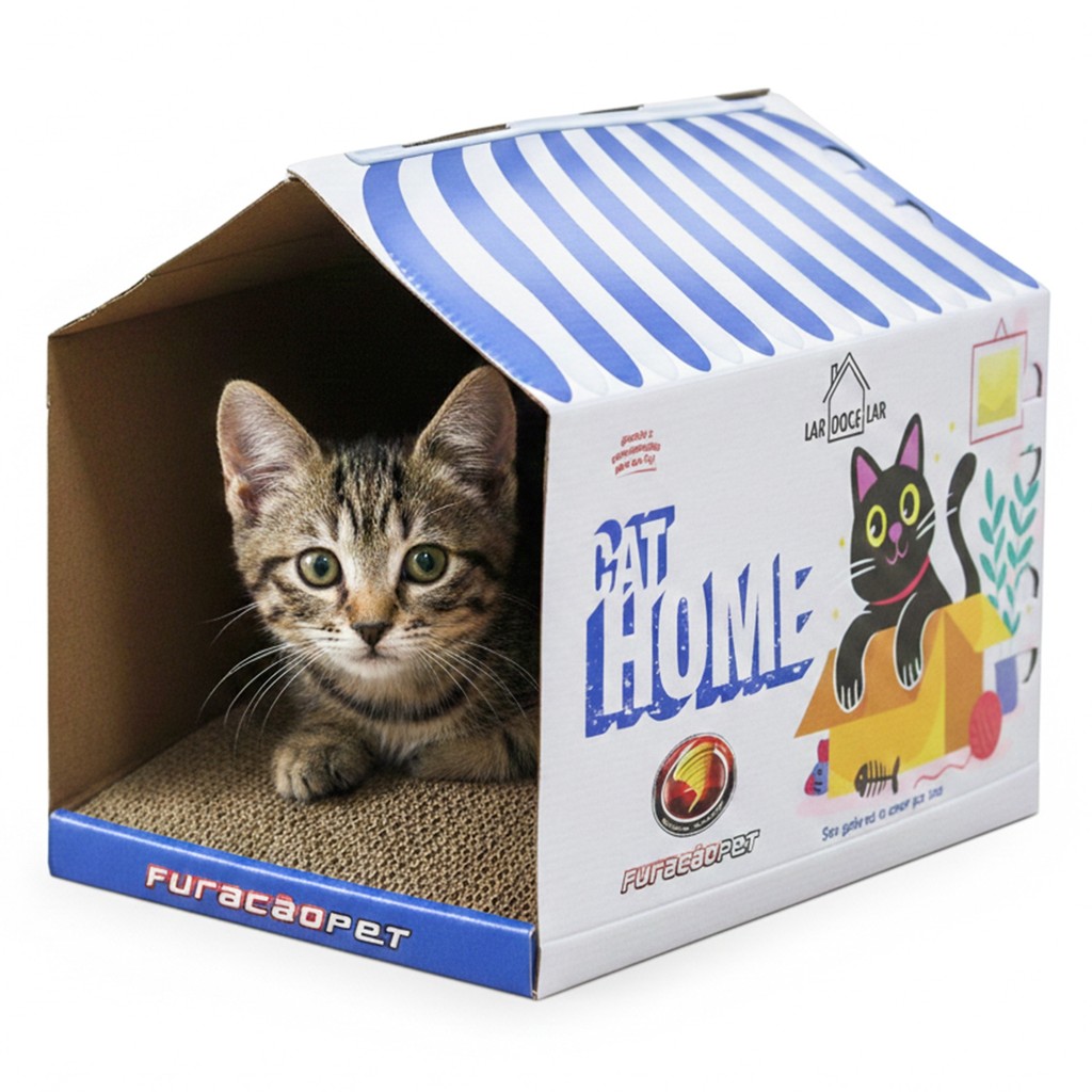 Casinha Com Arranhador Brinquedo Para Gatos Antiestresse Brinquedo Interativo