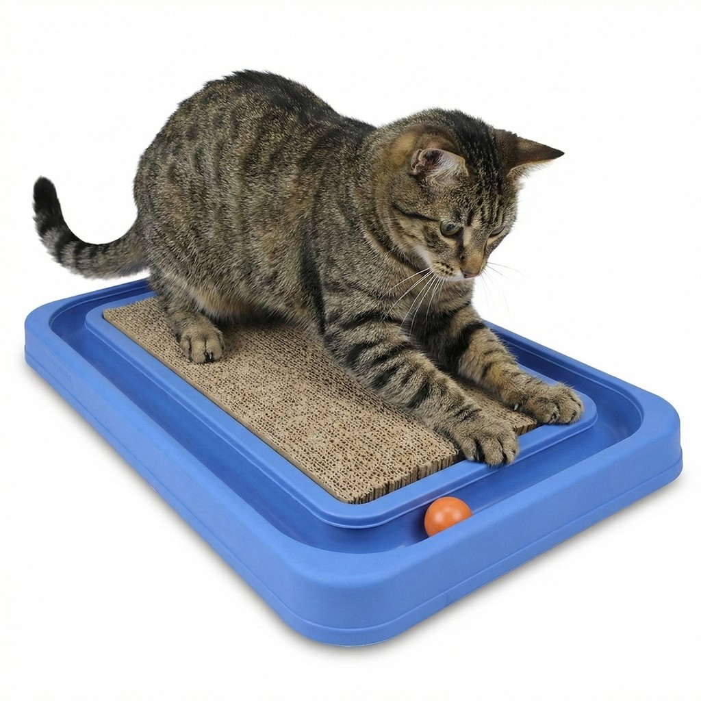 Brinquedo Arranhador De Gatos Retangular Com Bolinha Anti-estresse Relax - Furacão Pet