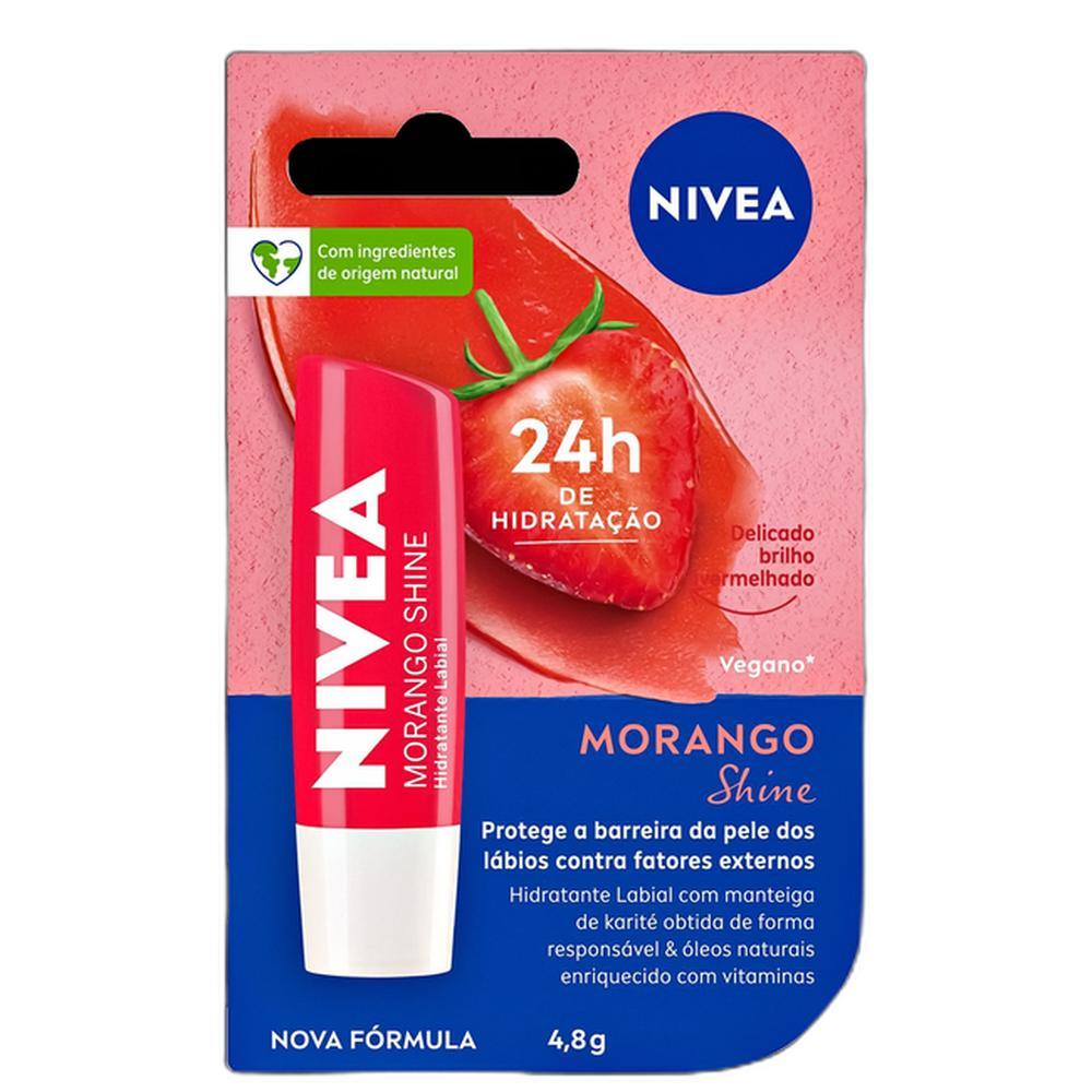 NIVEA Shine Morango - Hidratante Labial 4,8g em Oferta na Shopee