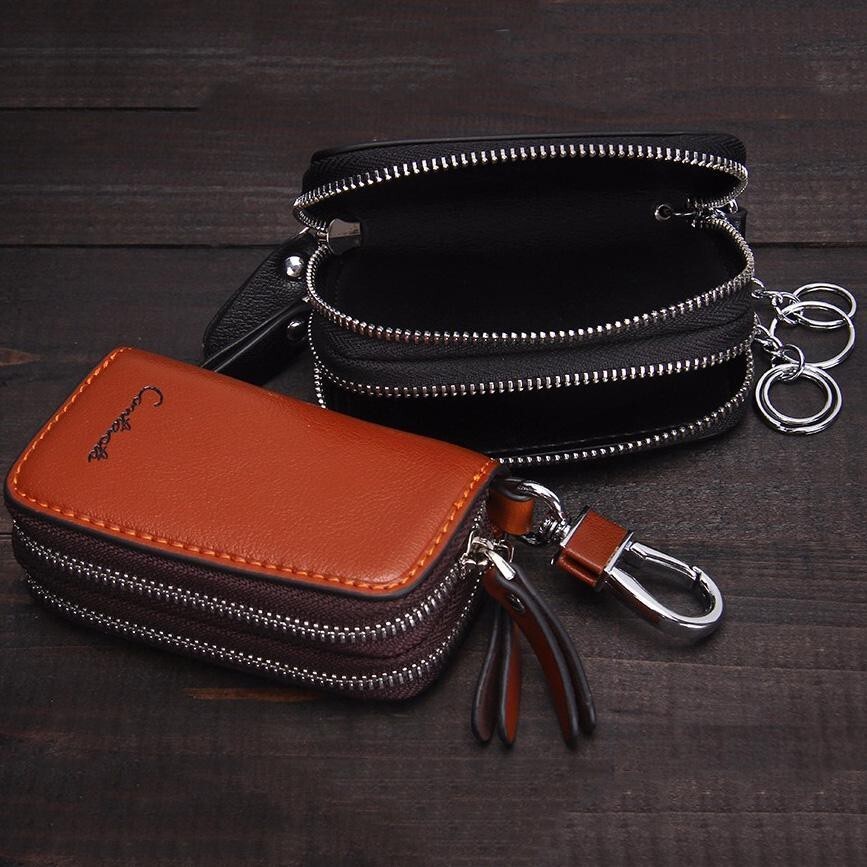 CONTATOS Presente de alta qualidade Primeira camada de couro para chave Bolsa de armazenamento para controle remoto de c