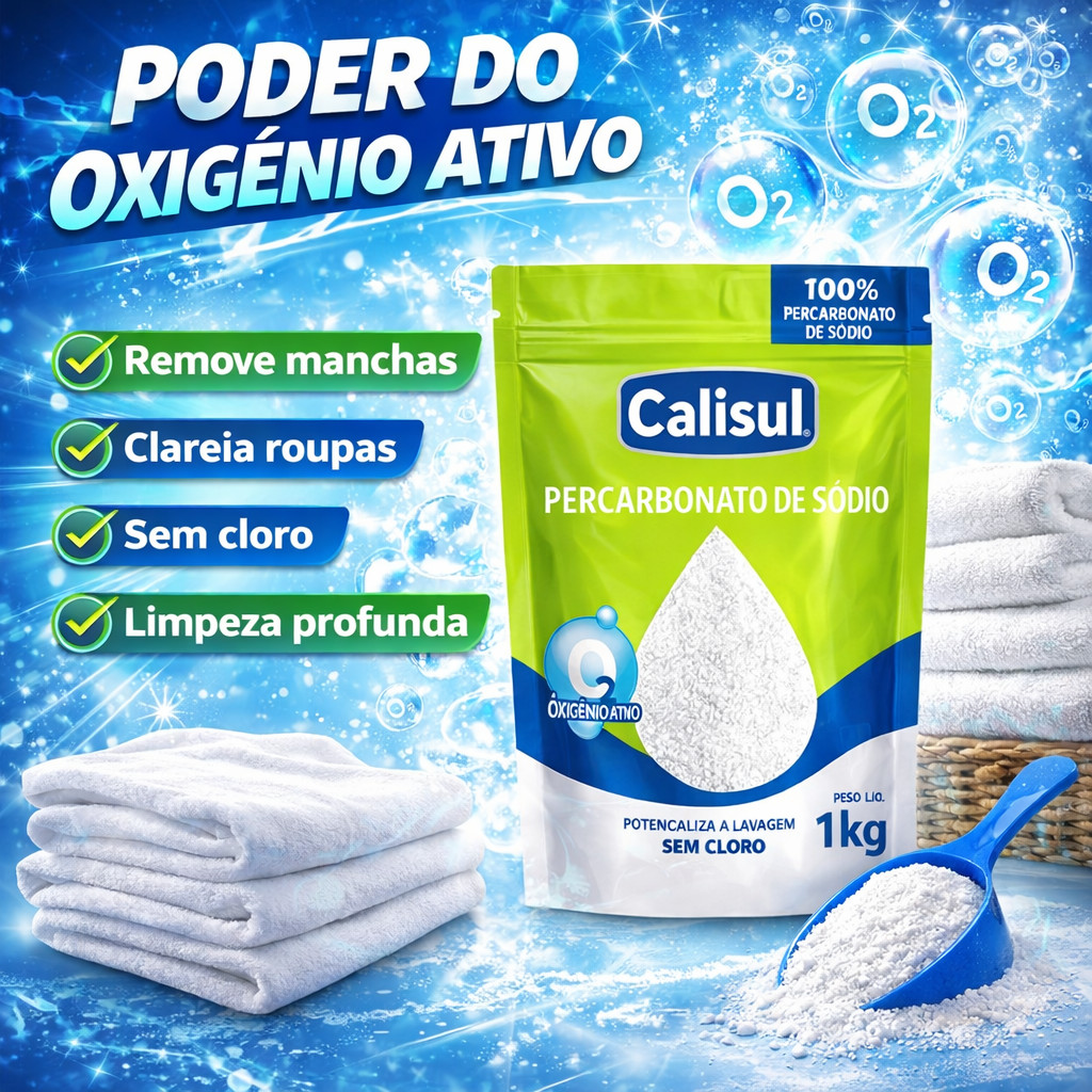 Percarbonato Oxi Super 100% Puro Tira Manchas Roupas Brancas e Coloridas Alvejante