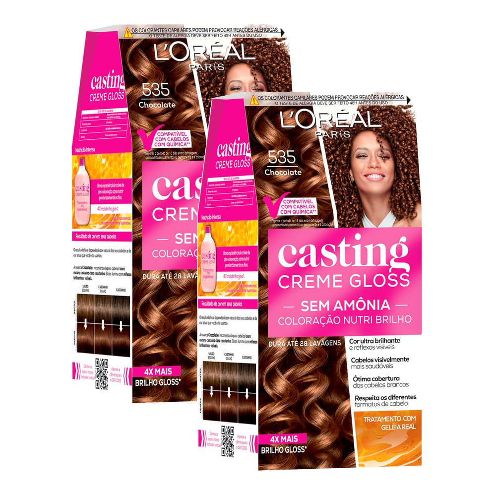 Kit 2 Tintura Casting Creme Gloss L'oréal Paris 535 Chocolate