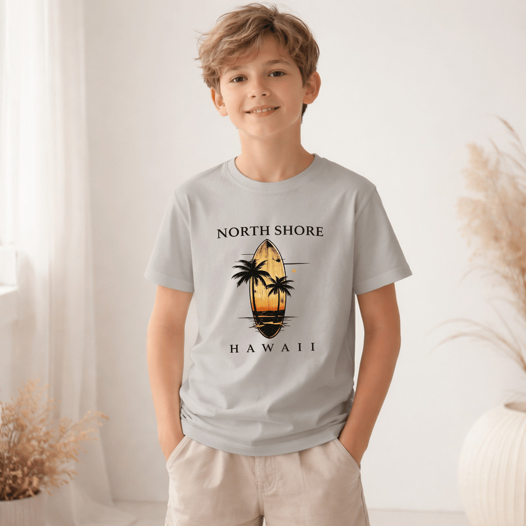 Camiseta Infantil e Juvenil Estampada Prancha Hawaii 100% Algodão Premium Criança Personalizada Unissex Blusa Camisa