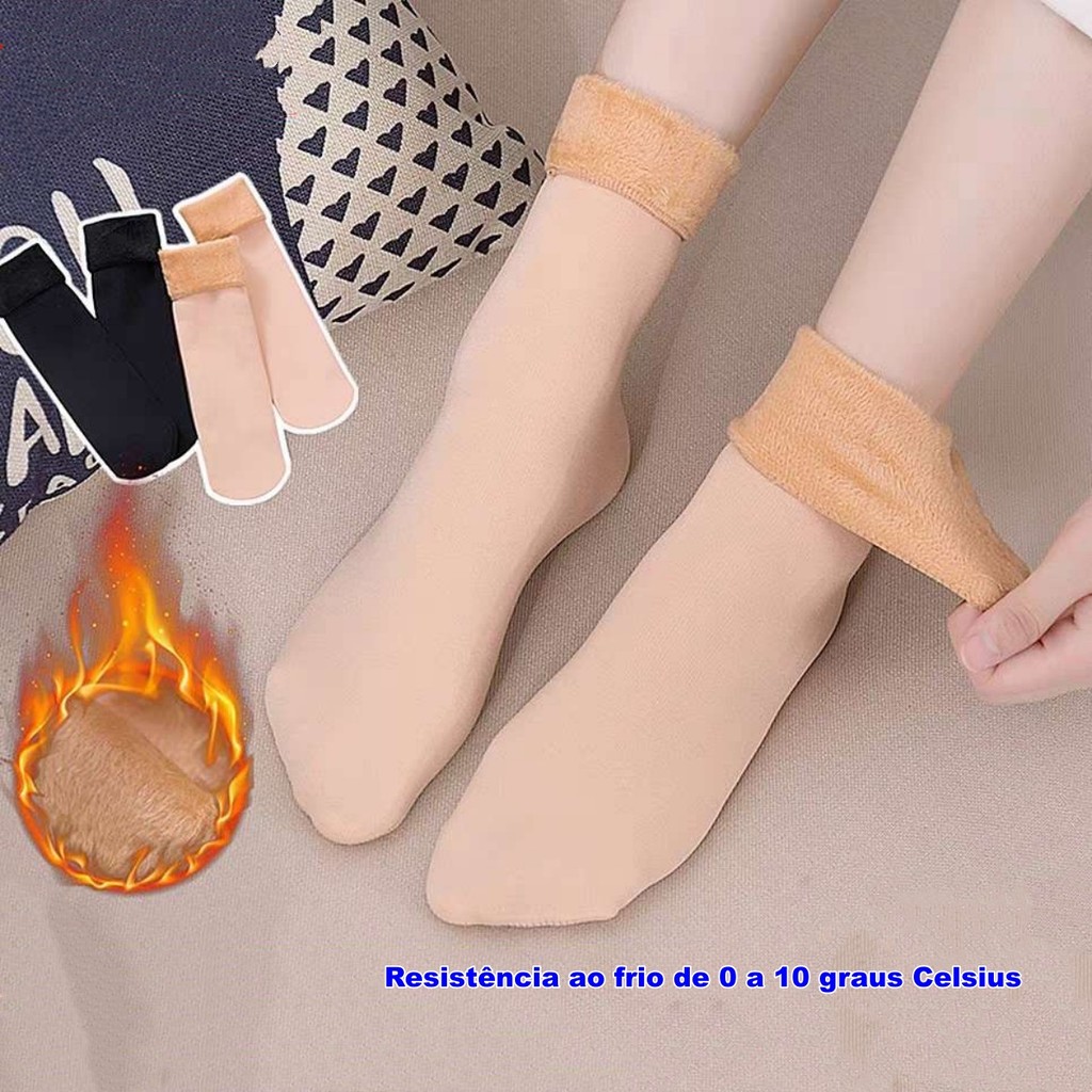 2/4/6 pares meia feminina cano alto de grossa peluciada de lnverno termica tamanho 35-40