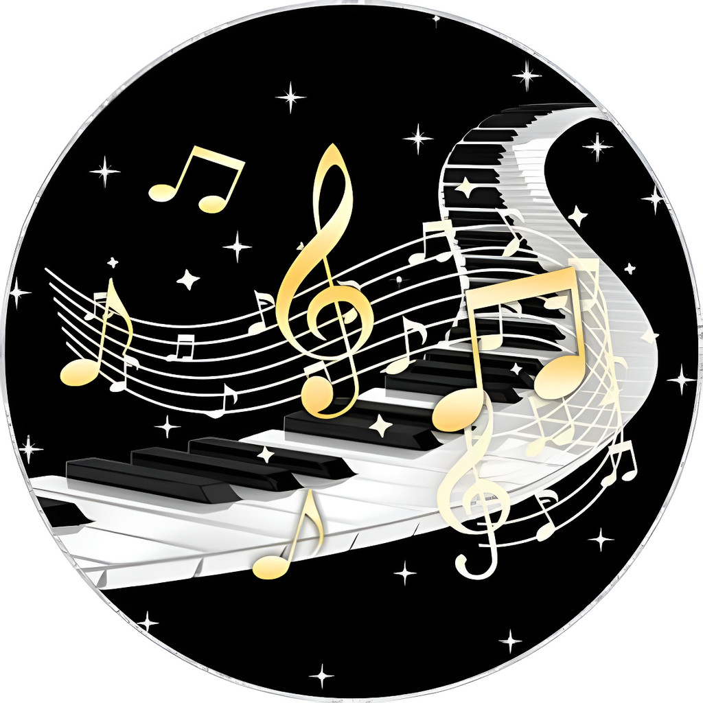 Capa Mini Painel Redondo 50x50 Música Violão Notas Musicais Decoração Festa em Casa