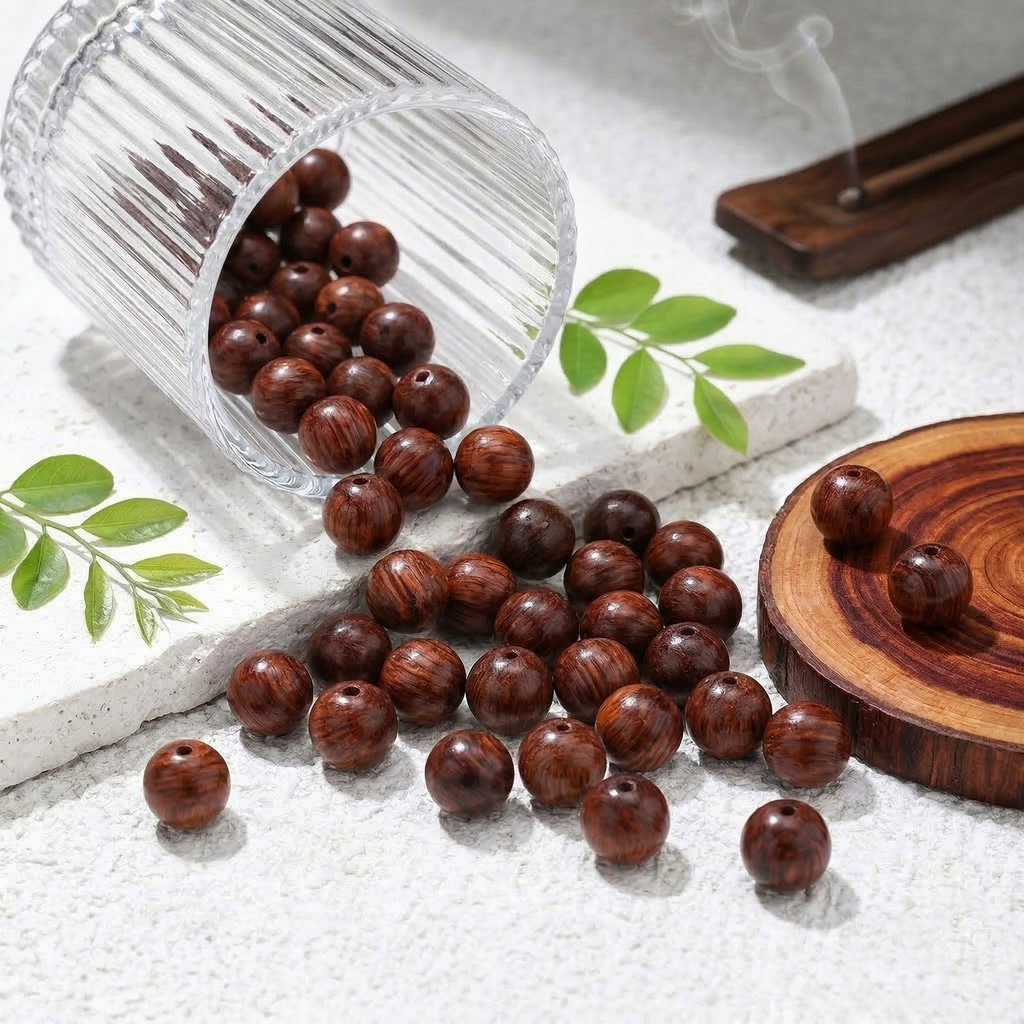 St.kunkka 10-50 Peças Contas De Madeira Natural Da Birmânia Padauk Para Pulseira De Rosário Sorte Joias Moda Masculina