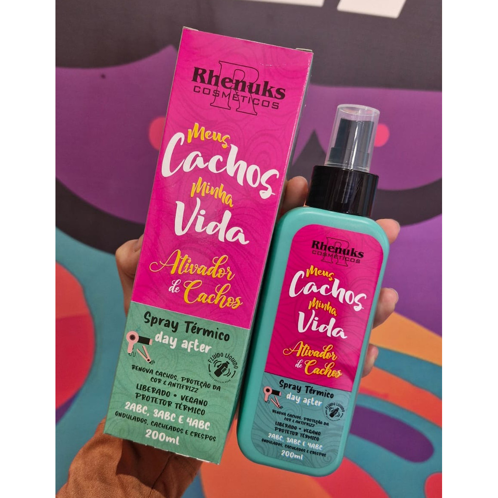 Spray Modelador Ativador de Cachos Rhenuks Proteção Térmica e Antifrizz