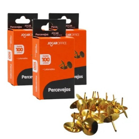 Percevejo Dourado Latonado Jocar Office Com 300 Unidades papelaria em Oferta na Shopee