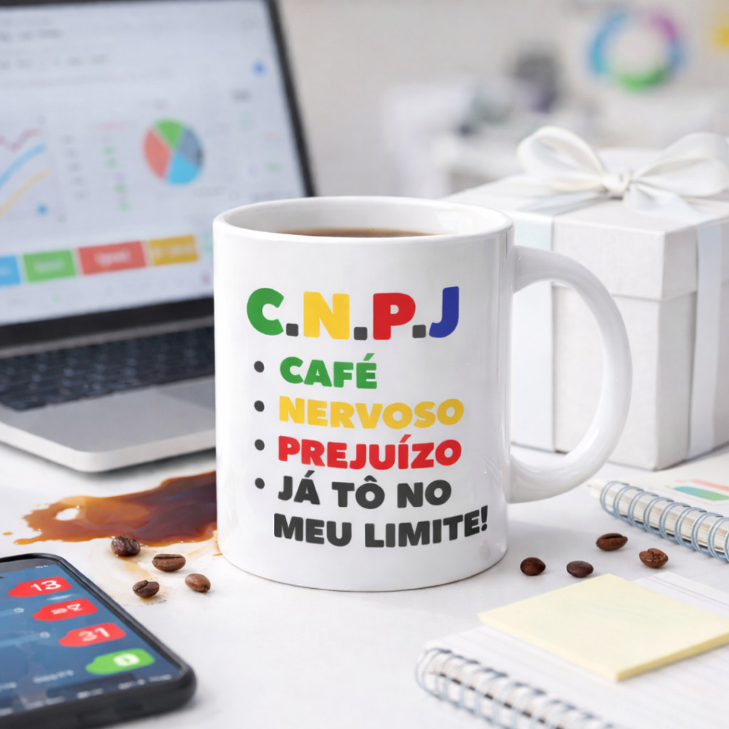 Caneca Empreendedor CNPJ Frases Engraçadas Colorida Meme