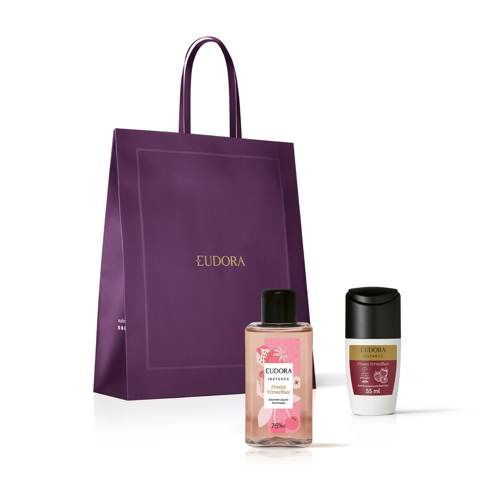 Combo Presente Instance Frutas Vermelhas: Sabonete Líquido 75ml + Antitranspirante 55ml + Sacola em Oferta na Shopee