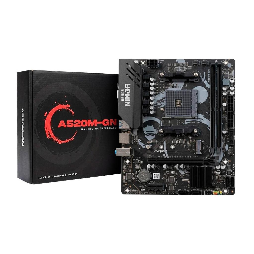 Placa Mãe Gamer Ninja A520M, Chipset A520, AMD AM4, M-ATX, DDR4, GN-MB-A520MD4 em Oferta na Shopee