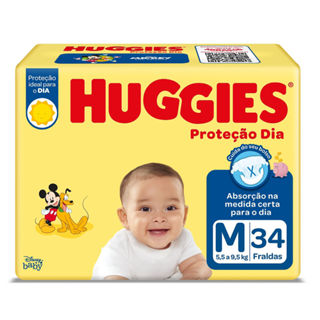 Fralda Huggies Proteção Dia Tamanho M 34 Unidades Descartáveis em Oferta na Shopee