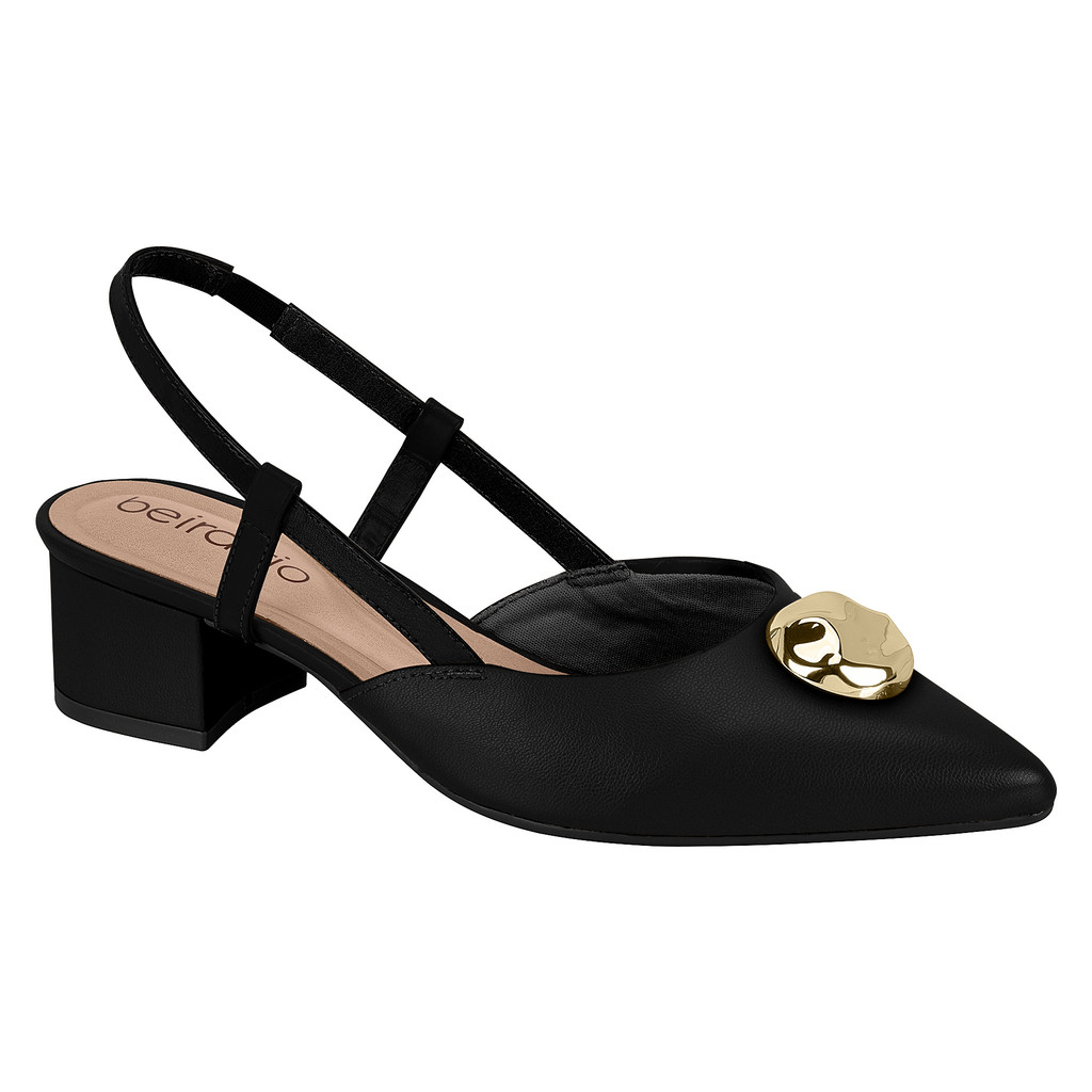 Sapato Feminino Scarpin Salto Baixo 4cm Slingback Beira Rio Conforto 4182233