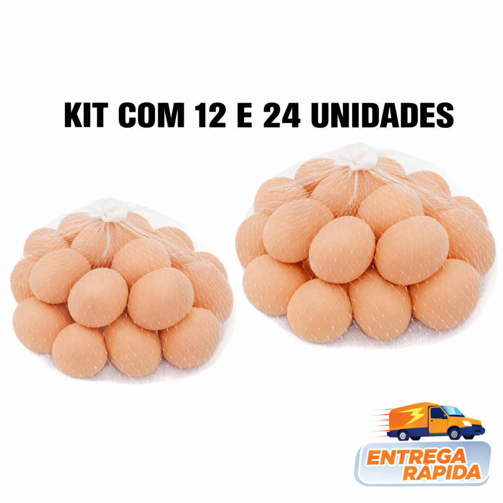 Kit 12 e 24 Ovos Caipira de Plástico Ovo Falso Galinheiro Brinquedo