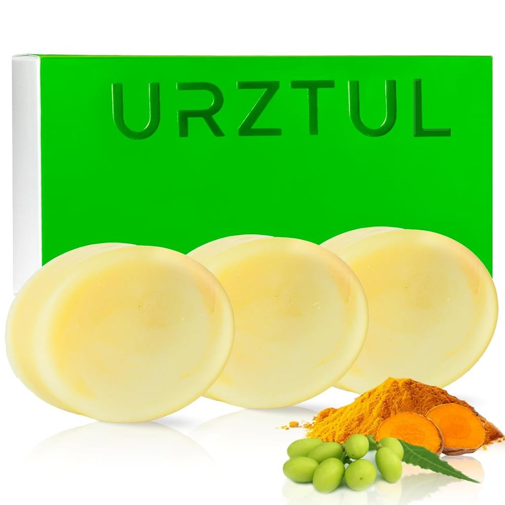 3 barras de sabonete de cúrcuma e óleo de neem, sabonete corporal calmante e hidratante com esfoliação suave, desodorant
