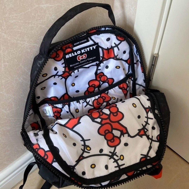 Nova Mochila HelloKitty Co-Marca Street Wear Homens Mulheres Fofas Leve Estudantes de Es