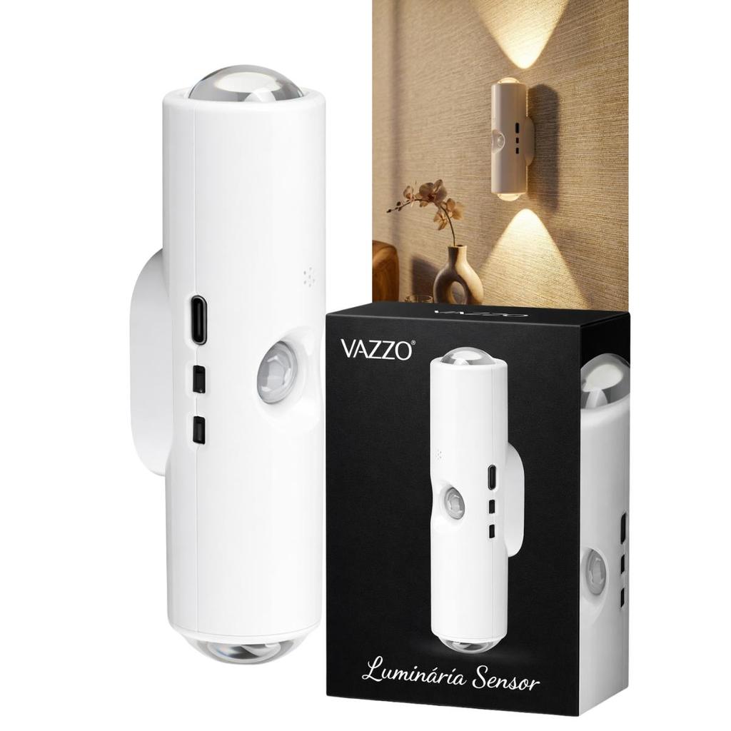 Luz Noturna Arandela De Parede Com Sensor Recarregável Lâmpada de Parede Magnética 2 Fachos LED