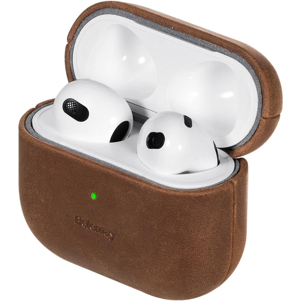 Capa Belemay para AirPods 3, Compatível com MagSafe, Couro Premium Crazy Horse [