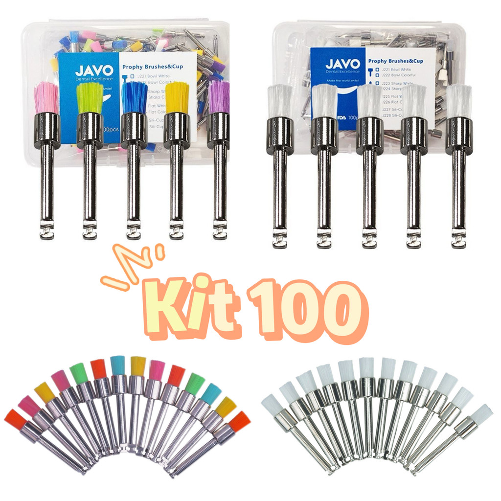 Kit 100 Escovas de Profilaxia Dental Polimento