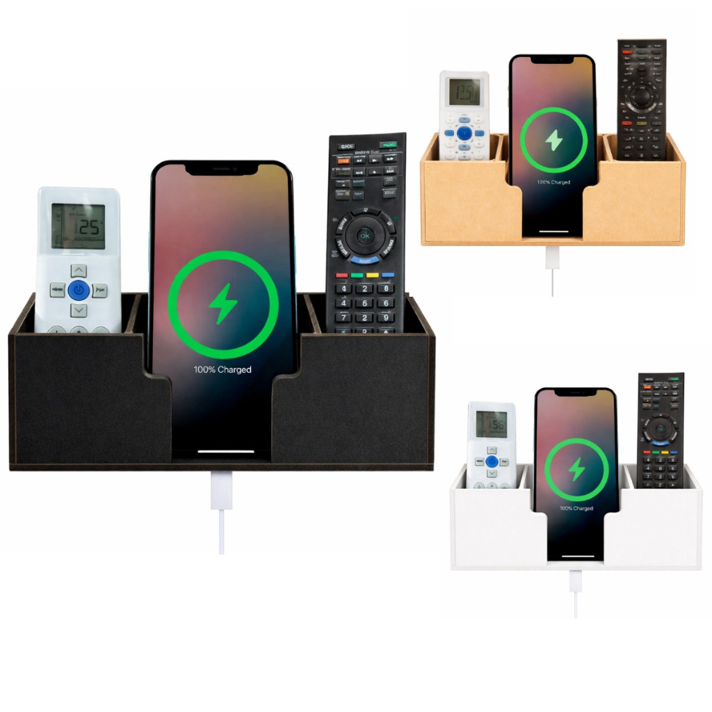 Suporte Triplo Parede Universal 2 Controles + Celular Fita dupla face Forte Preto e Branco