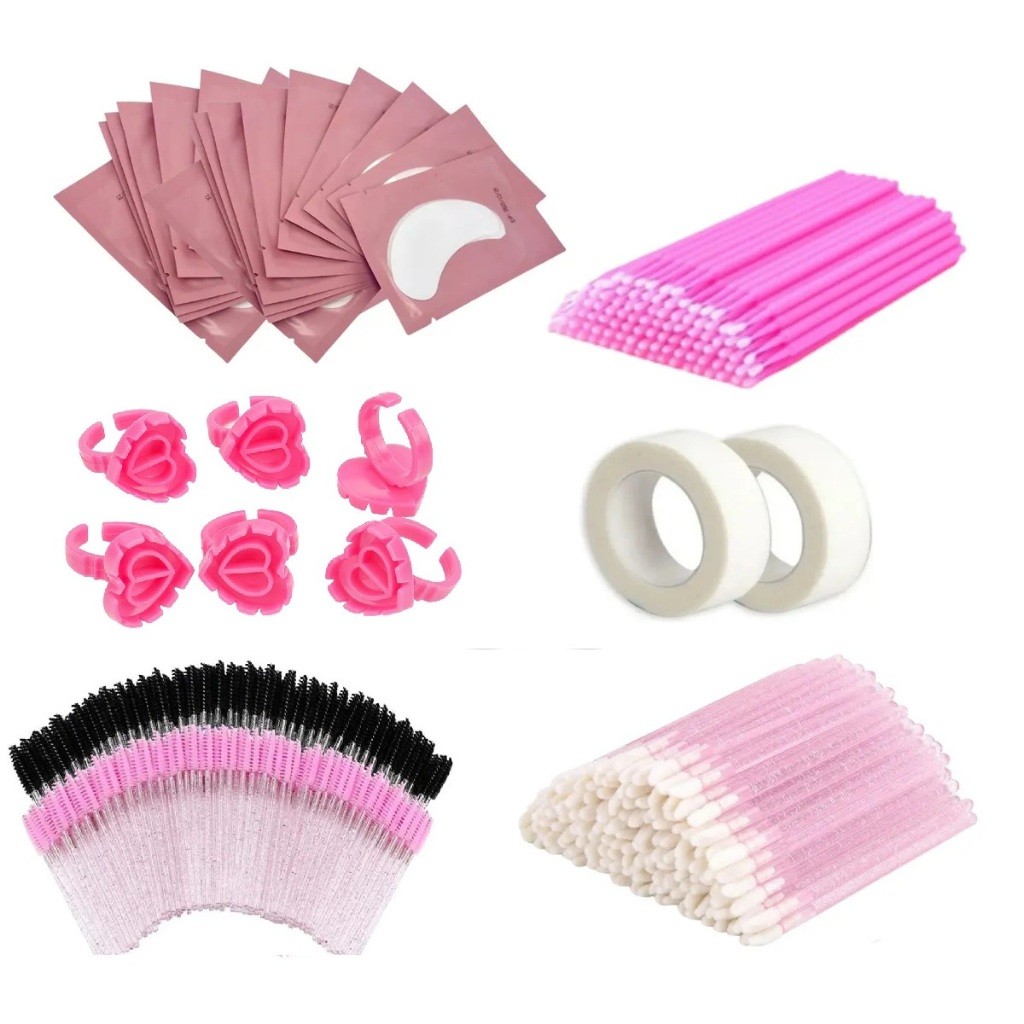 Kit 10/50 ou 100 Com Pads Escovinhas Aplicadores Microbrush Anel de Batoque e Fita Micropore em Oferta na Shopee