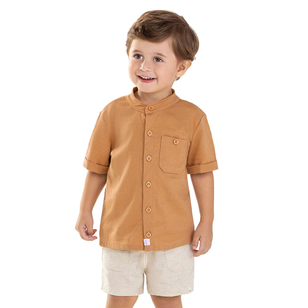 Bermuda Infantil Menino Linho Rústico Colorittá Bege em Oferta na Shopee