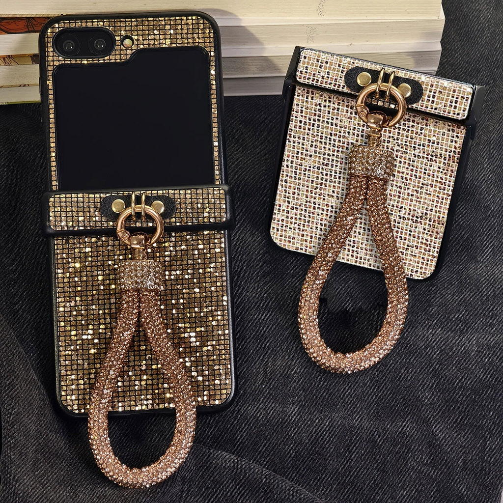 Moda Diamante Banhado Anel Cordão Caso De Telefone Para Samsung Galaxy Z FLIP 7