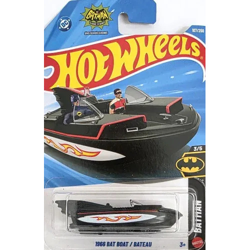 Carrinho Hot Wheels 1966 Bat Boat Preto Batman Robin Jjj67 Batbarco