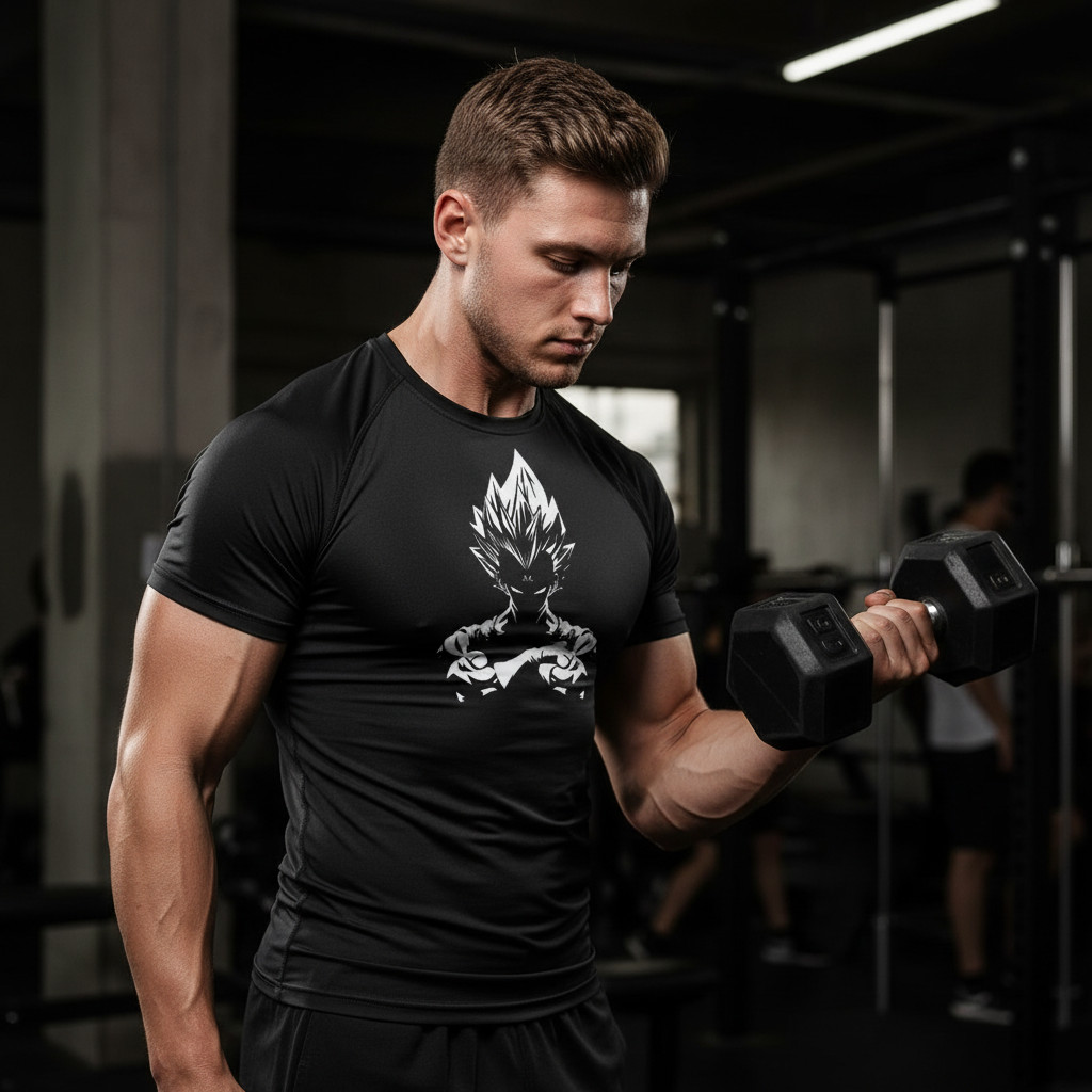 Camiseta Compressão DRAGON BALL Manga Curta Treino Academia Camisa Esportiva