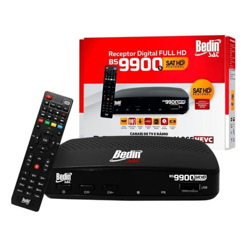 Receptor Parabólica Digital Tv Conversor  Vídeo Bs990s Preto Preto 127/220v
