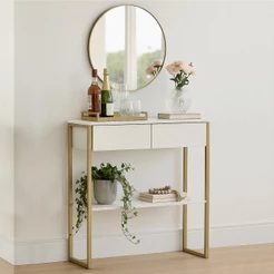 Aparador Buffet Balcão Industrial Dijon Sala de Estar 2 Gavetas Branco - Olivar Móveis