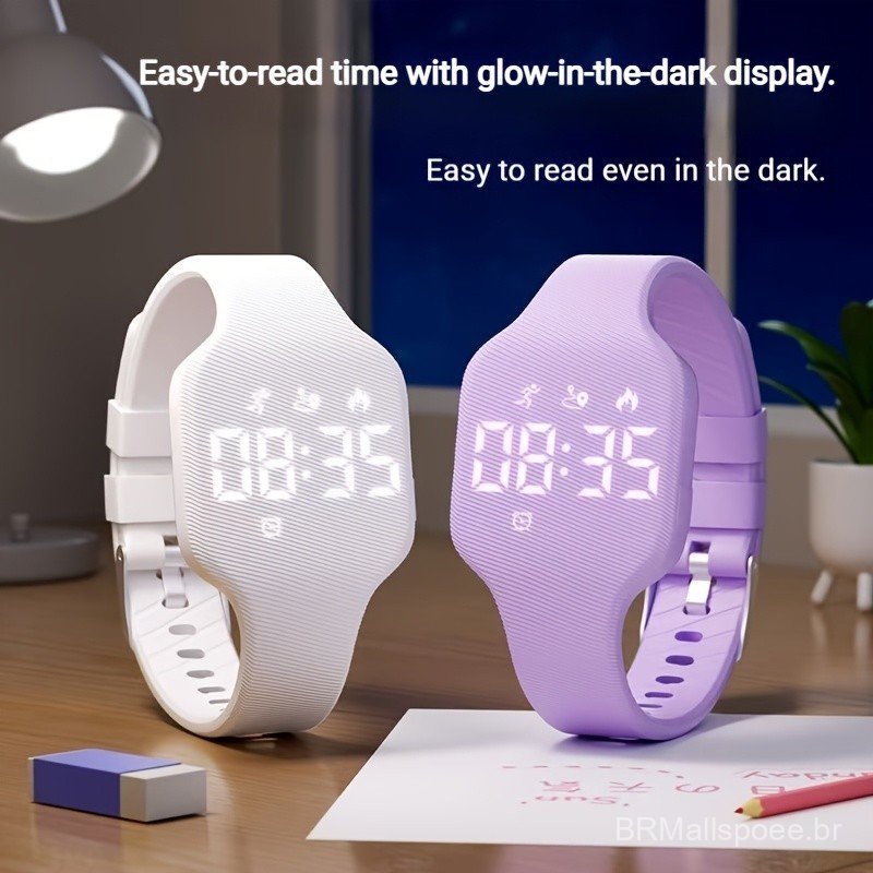 Relógio Despertador com Vibração Silenciosa para Lembretes de Despertar, Relógio Eletrônico com Carregamento Magnético, 