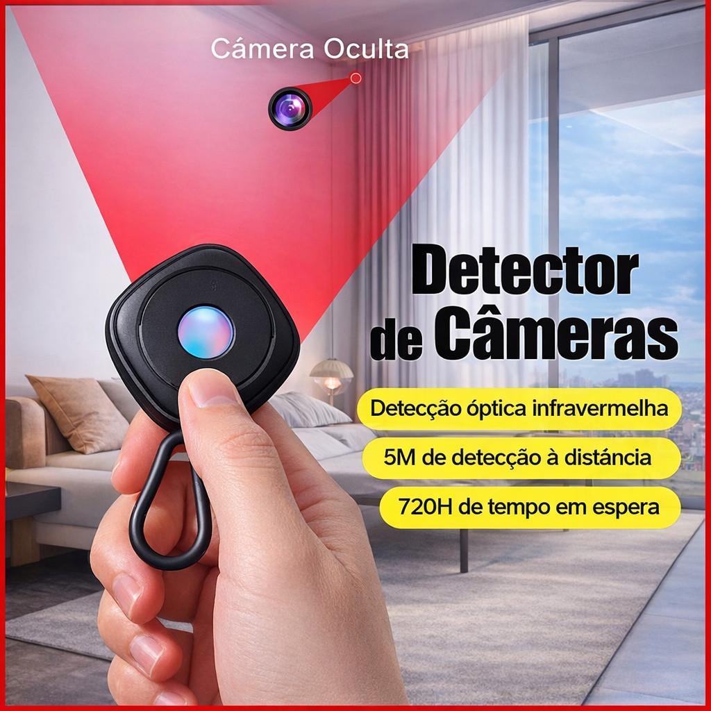 Detector de Câmeras Espiãs Ocultas Portátil (anti-espionagem / anti-câmera escondida) Escondidas em Hotéis e Hospedagens