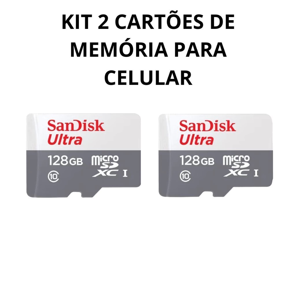Imagem Kit 2 cartões de memória 128gb ultra muito mais memória smartphone