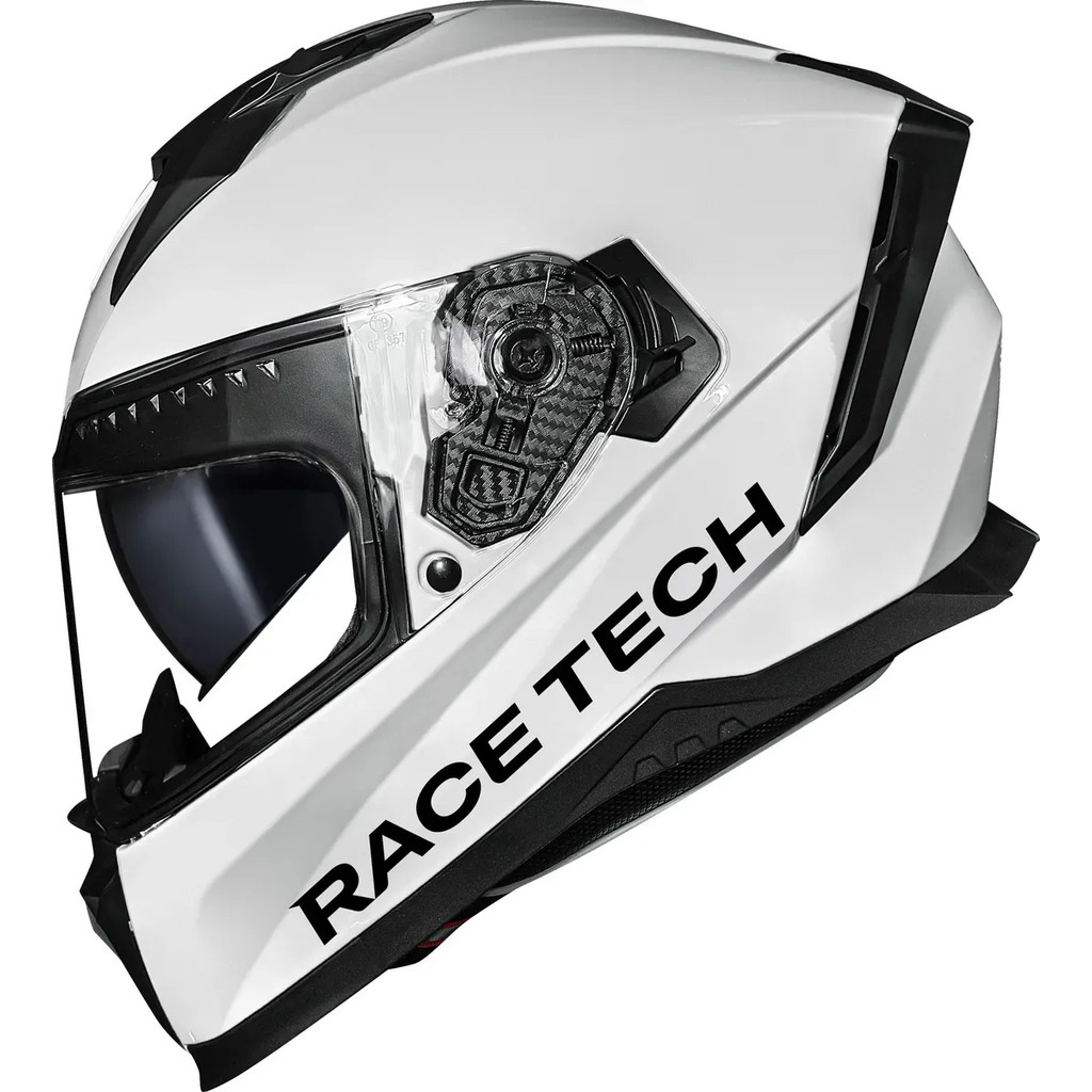 Capacete Race Tech Volt Com Óculos Interno Fechado Integral Masculino Feminino Branco Monocolor