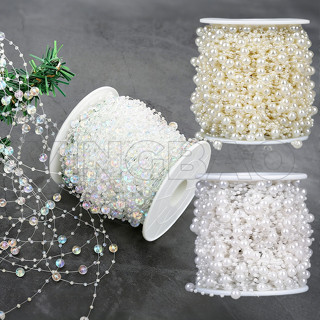 5/10 Metros Falso Pérolas Corda Guirlanda Fio Decoração Contas Artificiais Corrente Guarnição Para Artesanato De Flores em Oferta na Shopee