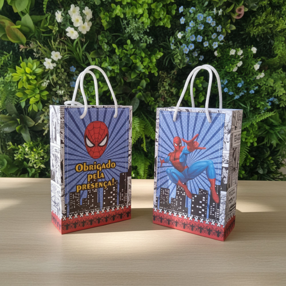 Sacolinha Surpresa tamanho P 16x10cm - Tema personalizado HOMEM-ARANHA Lembrancinha Festa Infantil