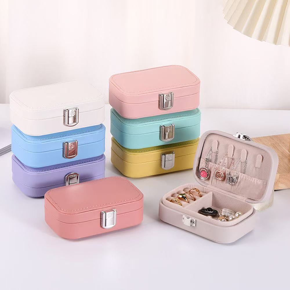 Porta Jóias Portátil Caixinha Bolsa de Armazenamento Colar Brincos Anéis