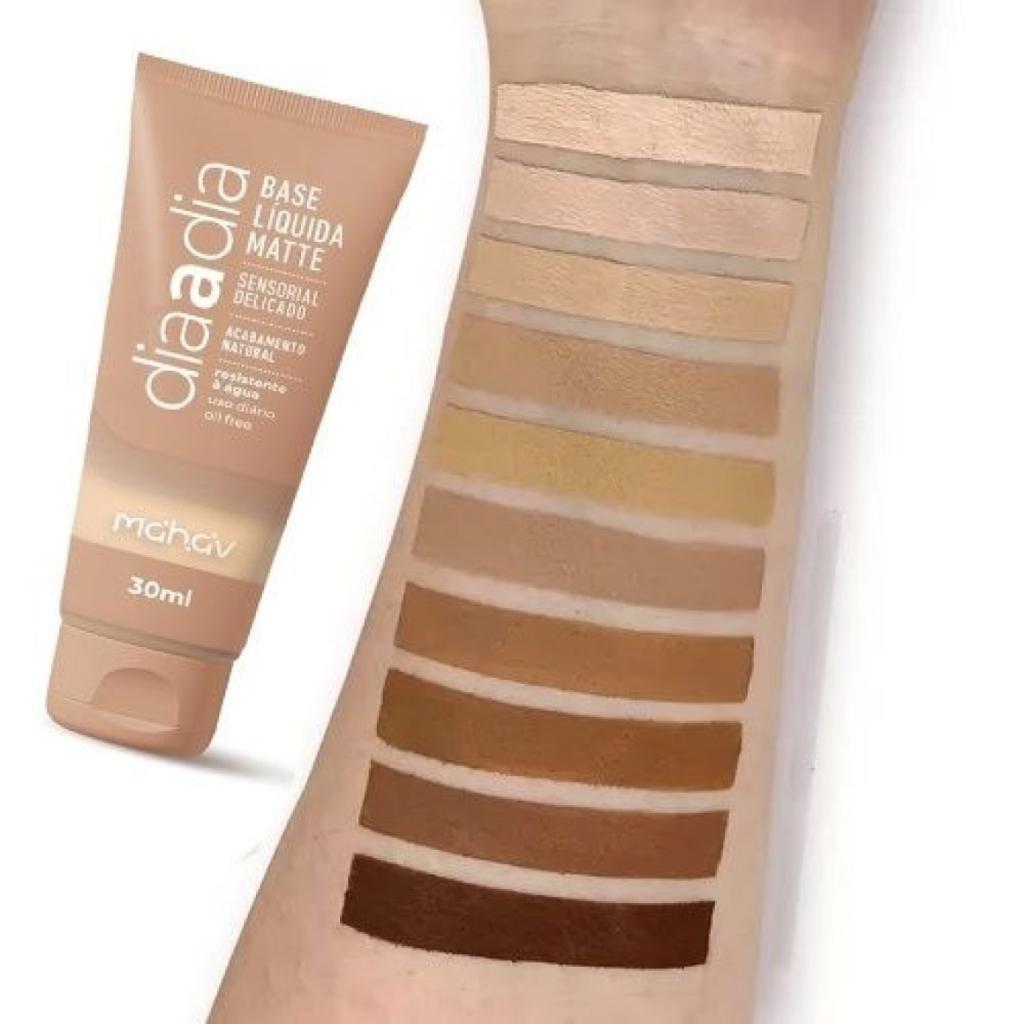 BASE LIQUIDA MATTE DIA A DIA MAHAV PALETA 01 AO 08. em Oferta na Shopee