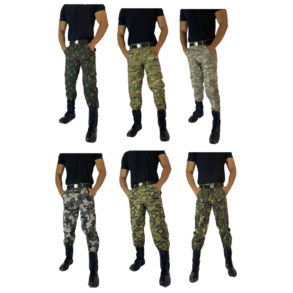 Calça Camuflada Tática Militar Cargo 6 Bolsos em Rip Stop Airsoft Pesca