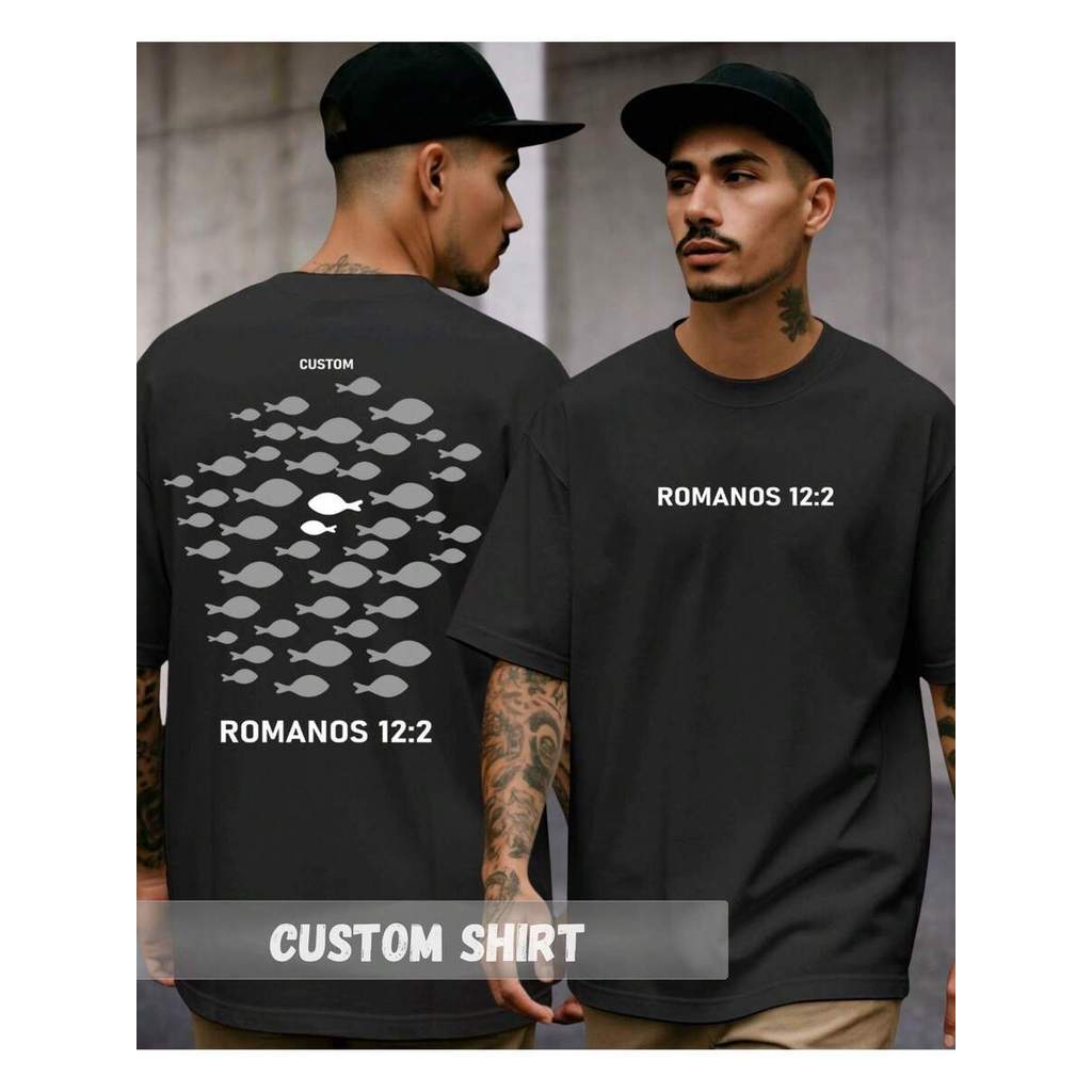 Camiseta Streetwear Religiosa Unissex Romanos 12:2 Versículo Novo Testamento Fé Deus Remar Contra A Maré