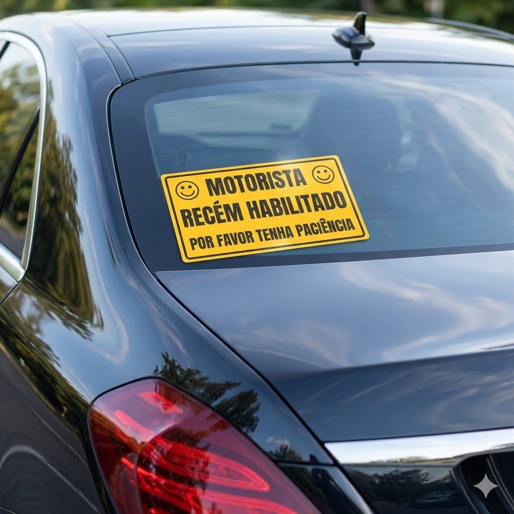 Adesivo Motorista Recém-Habilitado Smile – Sinalização Veicular de Segurança 24x14 alt em Oferta na Shopee